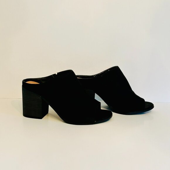 Lane Bryant Peep Toe Chunky Block Heel Mule in Onyx Size 10W - Picture 7 of 7